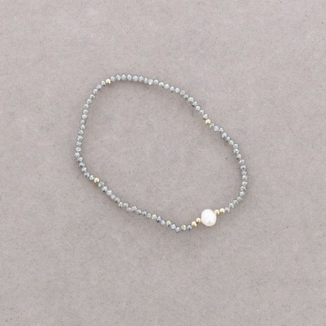 PULSERA PERLA CRISTALES FACETADOS