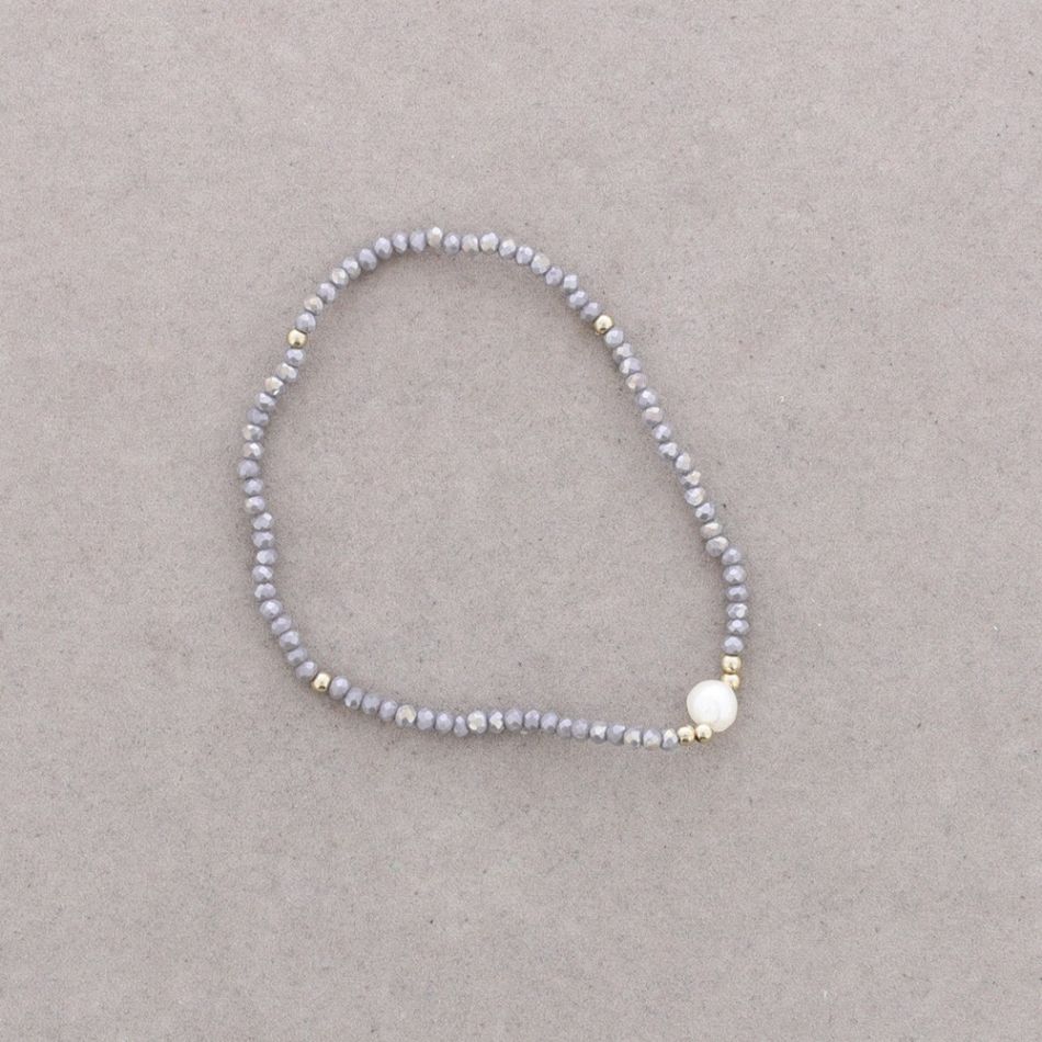 PULSERA PERLA CRISTALES FACETADOS