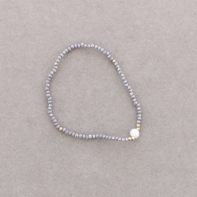 PULSERA PERLA CRISTALES FACETADOS