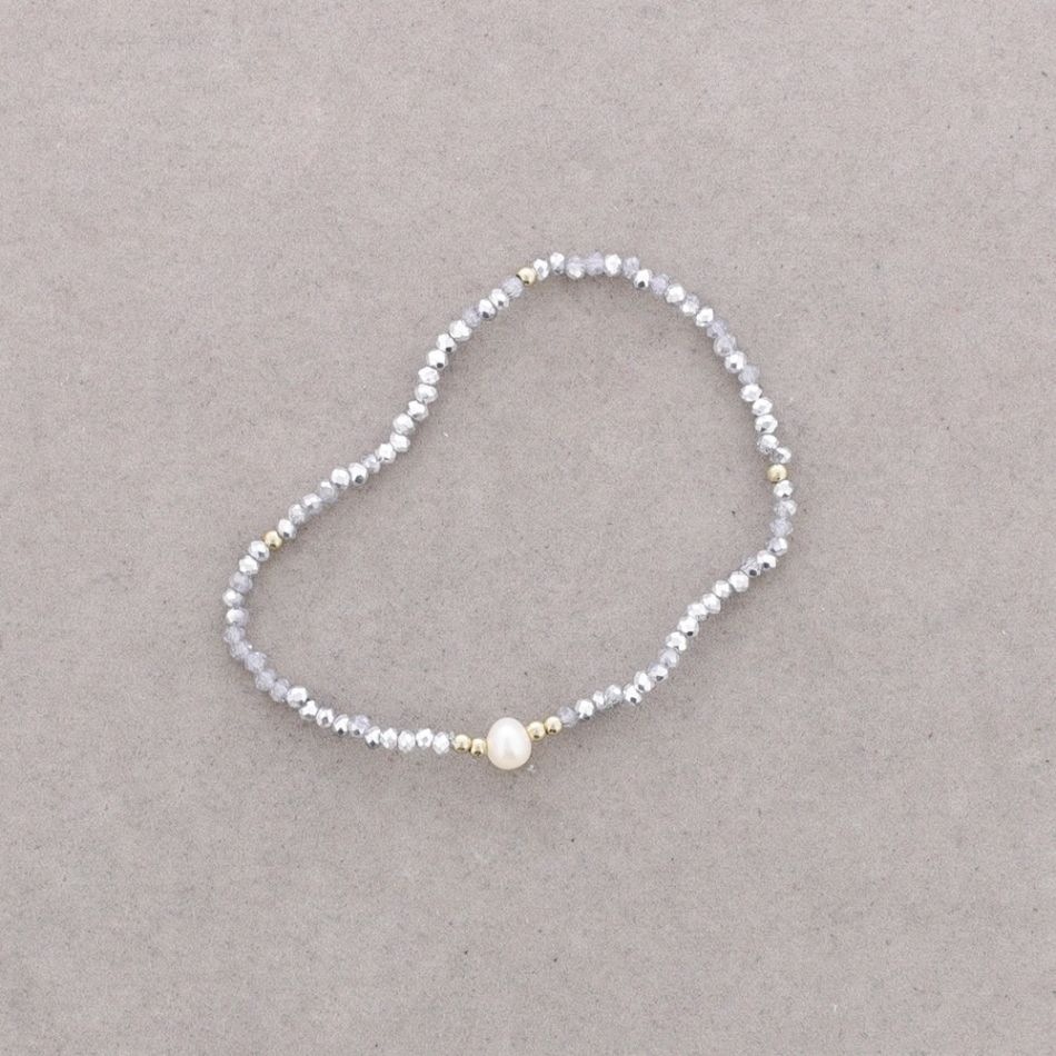 PULSERA PERLA CRISTALES FACETADOS
