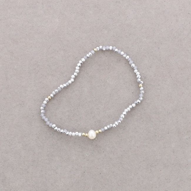 PULSERA PERLA CRISTALES FACETADOS