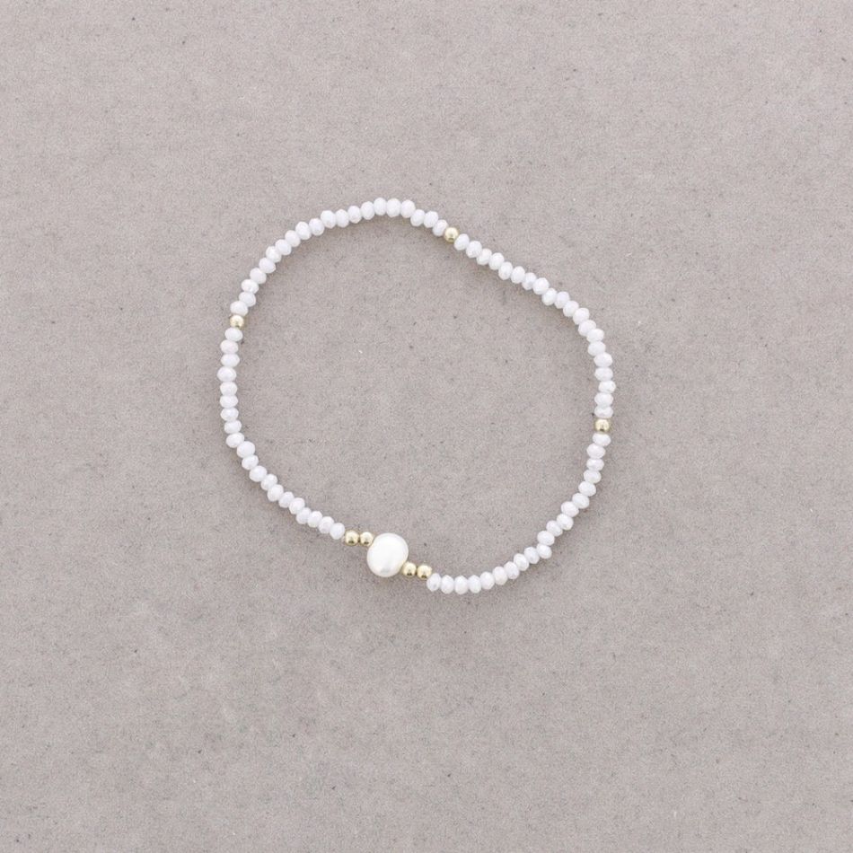 PULSERA PERLA CRISTALES FACETADOS