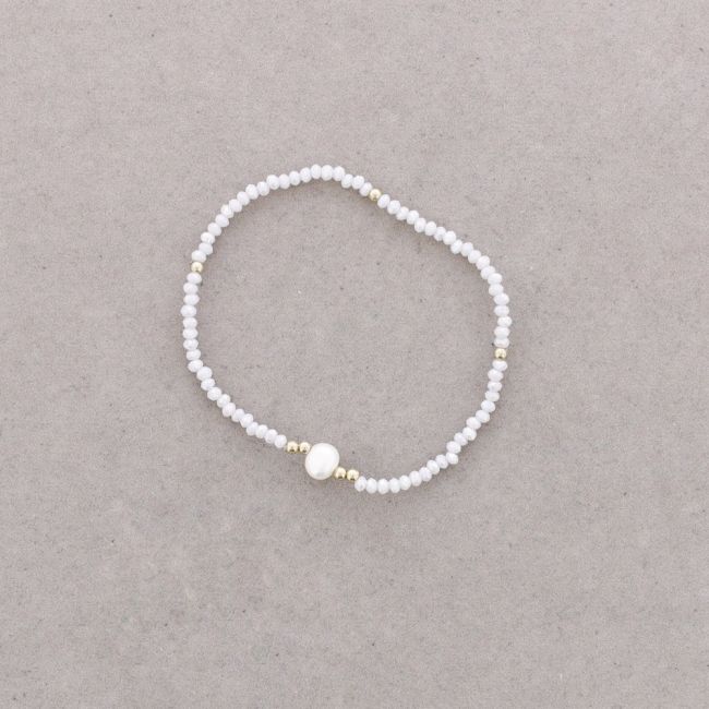 PULSERA PERLA CRISTALES FACETADOS