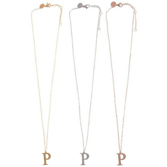INITIAL LETTER P STEEL SHORT NECKLACE