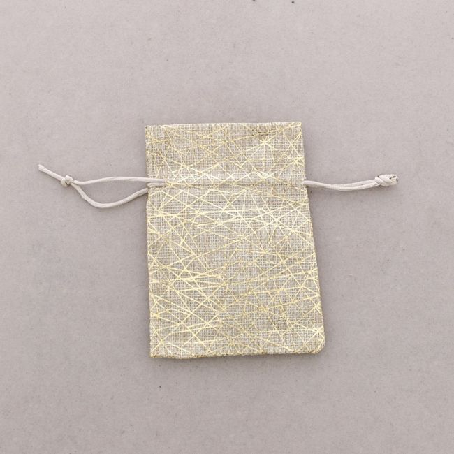 LINEN POUCHES WITH GOLD PRINT – 10×13.5 CM 50PCS