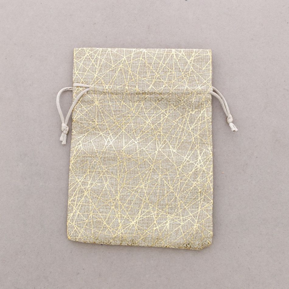 LINEN POUCHES WITH GOLD PRINT – 13×18 CM 50PCS