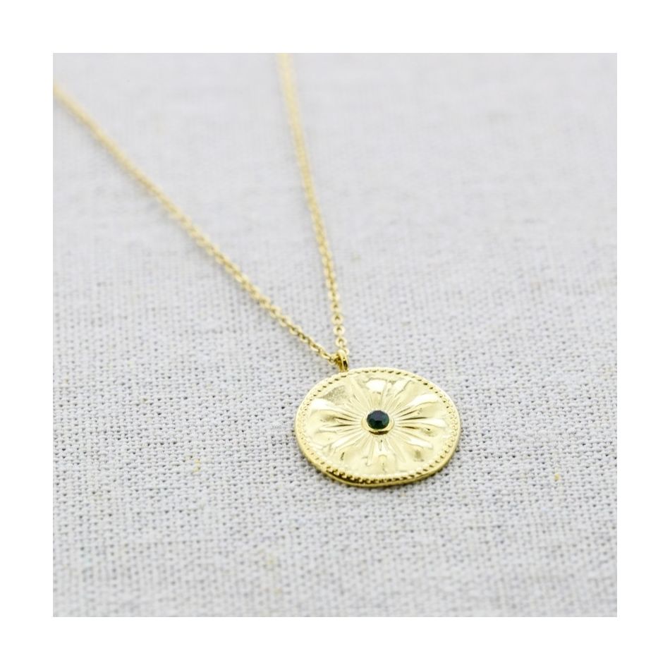 STEEL MEDAL PENDANT SHORT NECKLACE