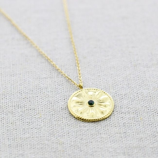 STEEL MEDAL PENDANT SHORT NECKLACE