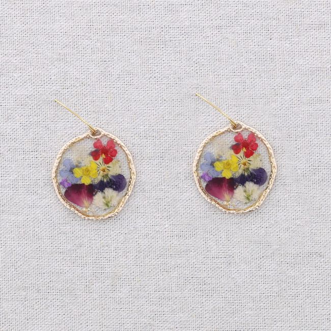 DRIED FLOWER PENDANT STEEL EARRINGS