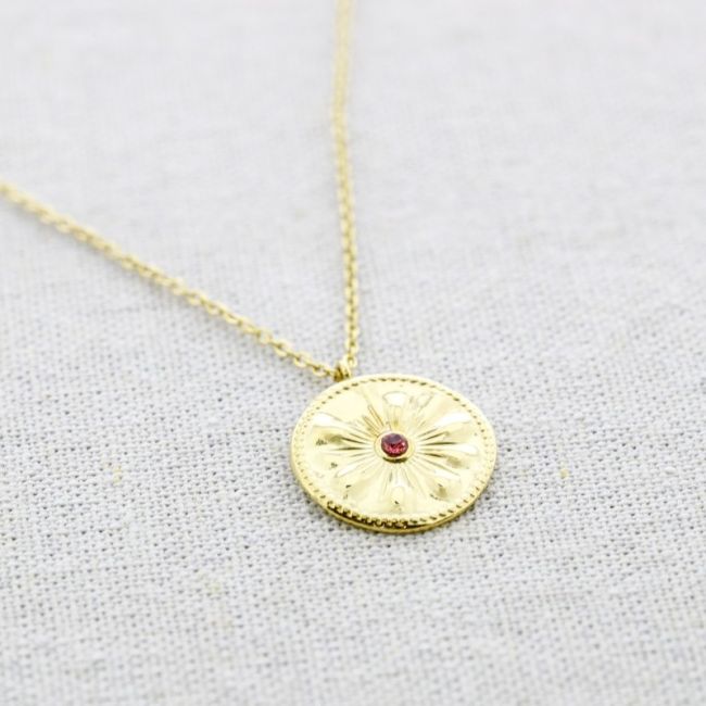 STEEL MEDAL PENDANT SHORT NECKLACE