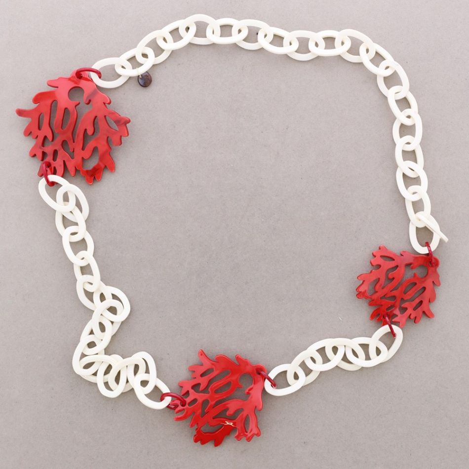 COLLAR LARGO ESLABONES CORALES RESINA