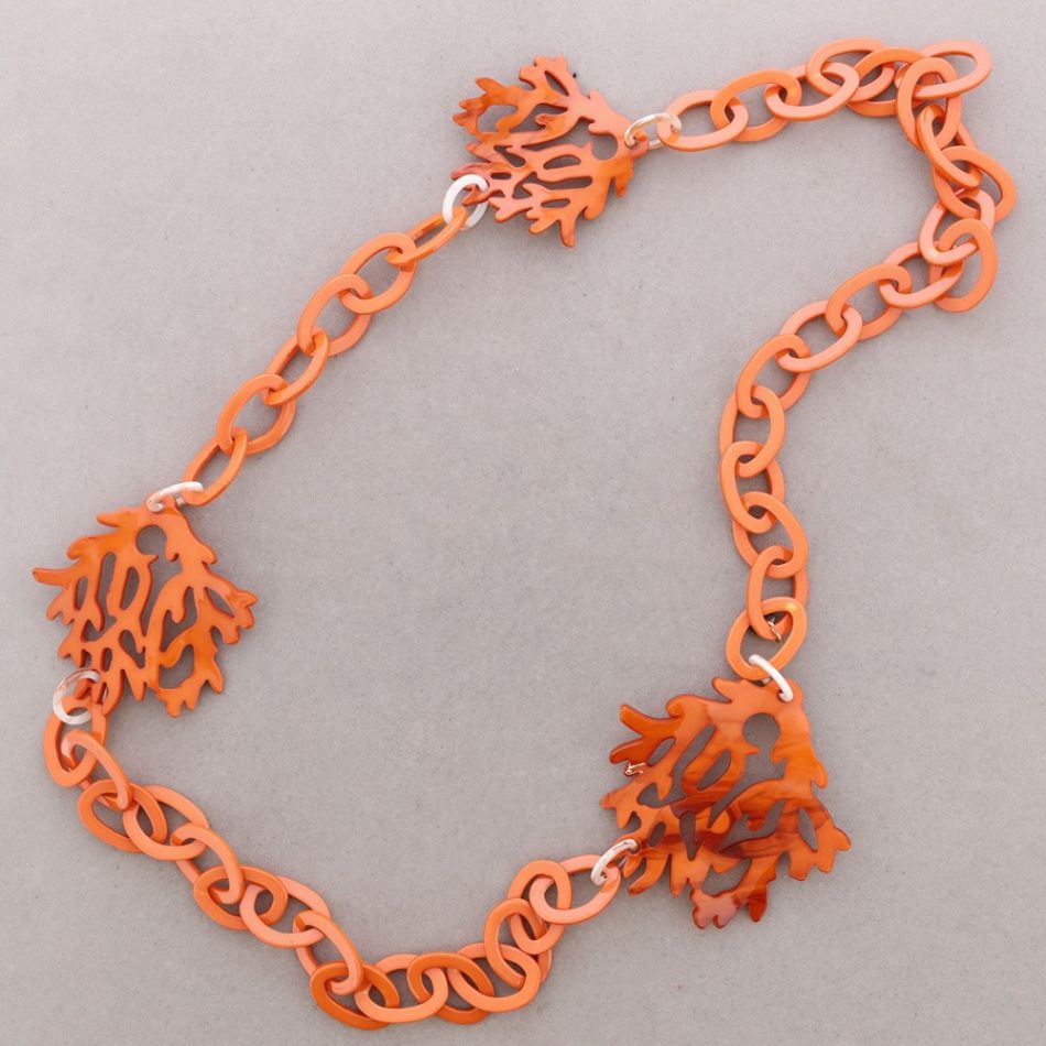 COLLAR LARGO ESLABONES CORALES RESINA