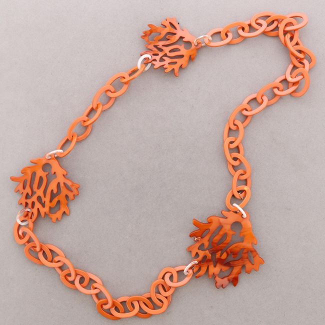 COLLAR LARGO ESLABONES CORALES RESINA