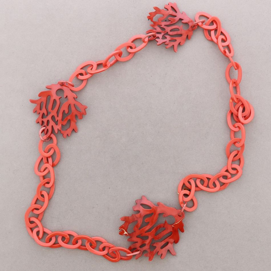 COLLAR LARGO ESLABONES CORALES RESINA
