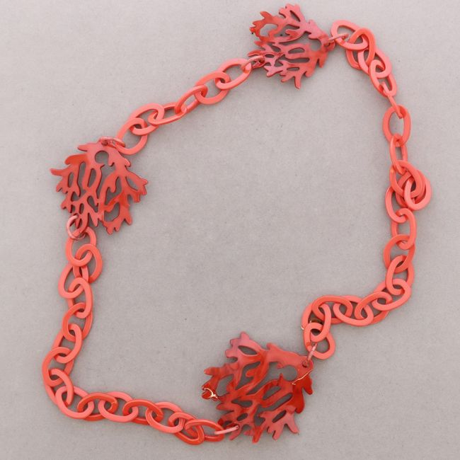 COLLAR LARGO ESLABONES CORALES RESINA
