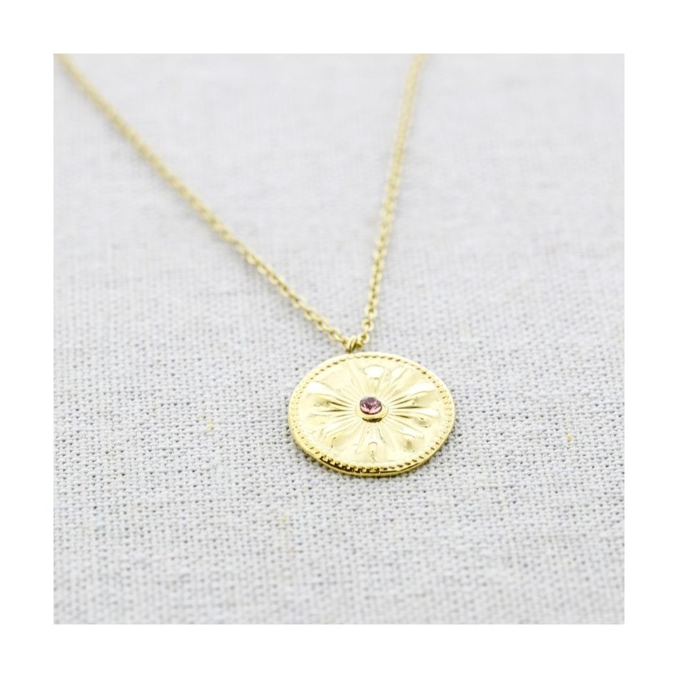 STEEL MEDAL PENDANT SHORT NECKLACE