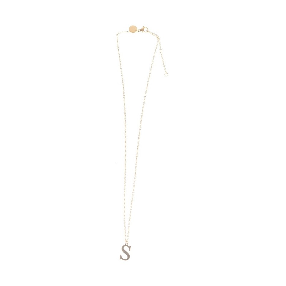 INITIAL LETTER S STEEL SHORT NECKLACE