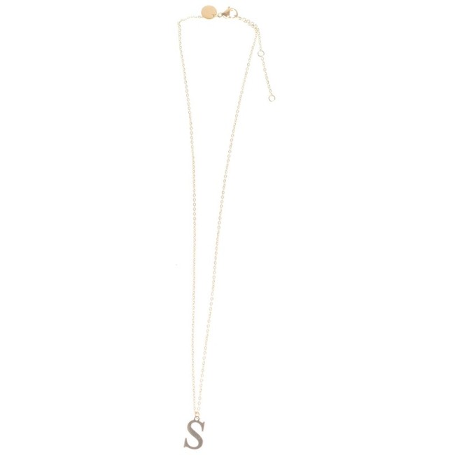 INITIAL LETTER S STEEL SHORT NECKLACE