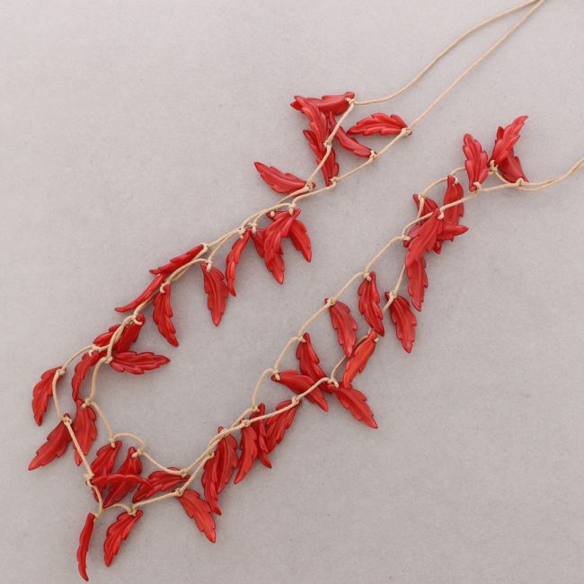 COLLAR LARGO DOBLE COLGANTES HOJAS RESINA