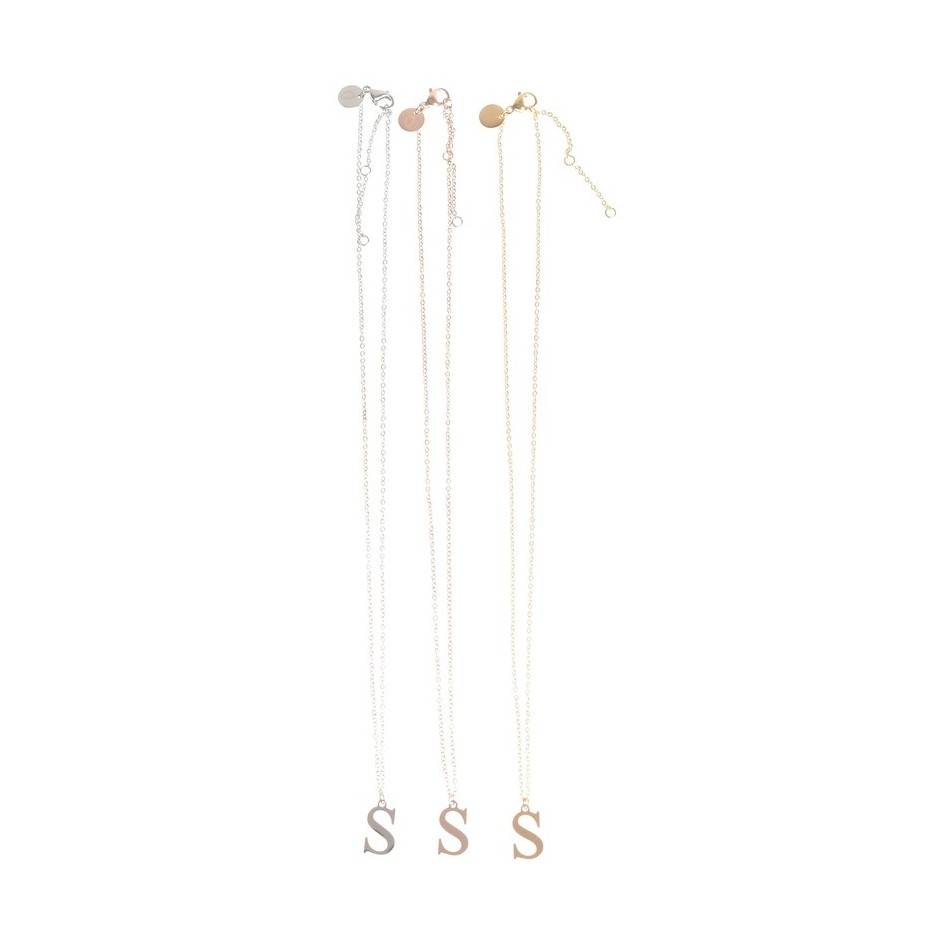 INITIAL LETTER S STEEL SHORT NECKLACE
