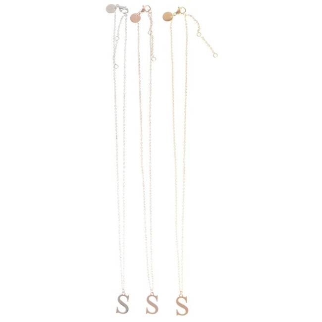 INITIAL LETTER S STEEL SHORT NECKLACE