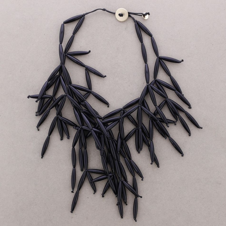 DOUBLE BEAD NECKLACE WITH RESIN FRINGES