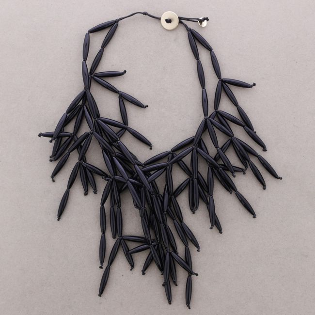 DOUBLE BEAD NECKLACE WITH RESIN FRINGES