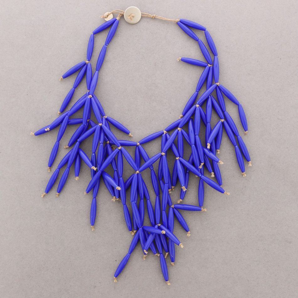 DOUBLE BEAD NECKLACE WITH RESIN FRINGES