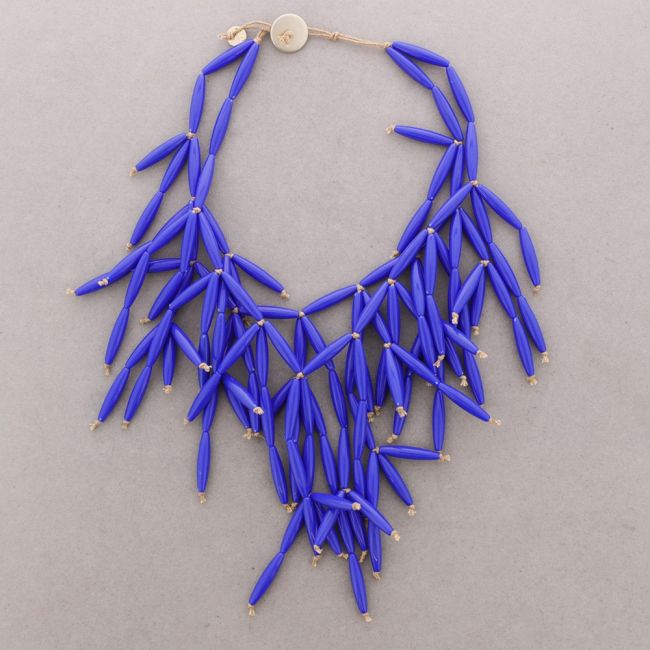 DOUBLE BEAD NECKLACE WITH RESIN FRINGES