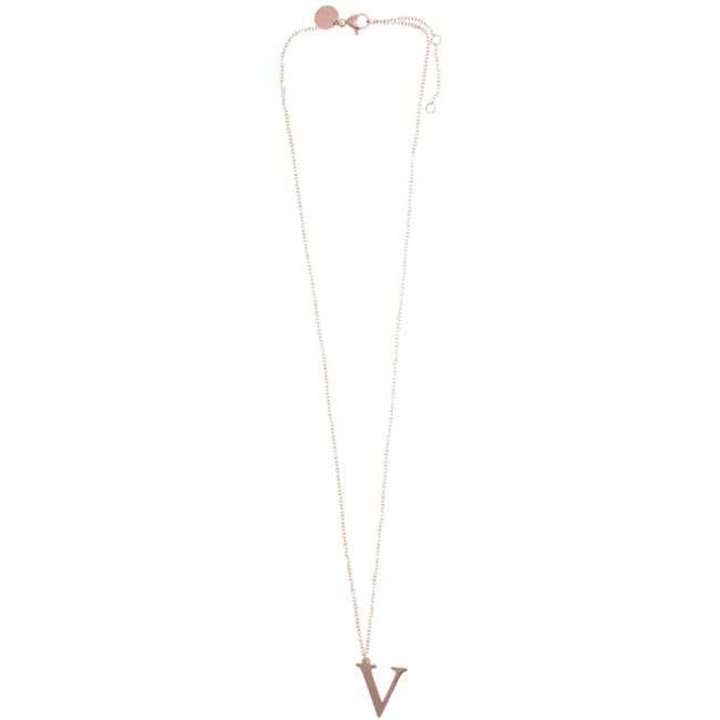 INITIAL LETTER V STEEL SHORT NECKLACE