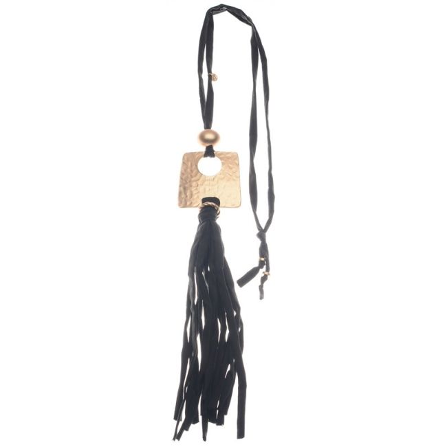 LONG TUBE NECKLACE PENDANT METAL FRINGE