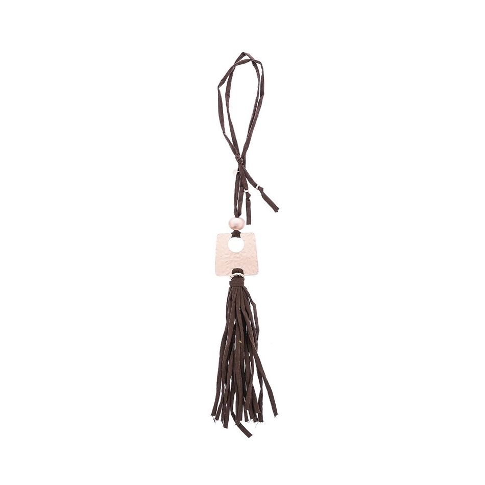 LONG TUBE NECKLACE PENDANT METAL FRINGE