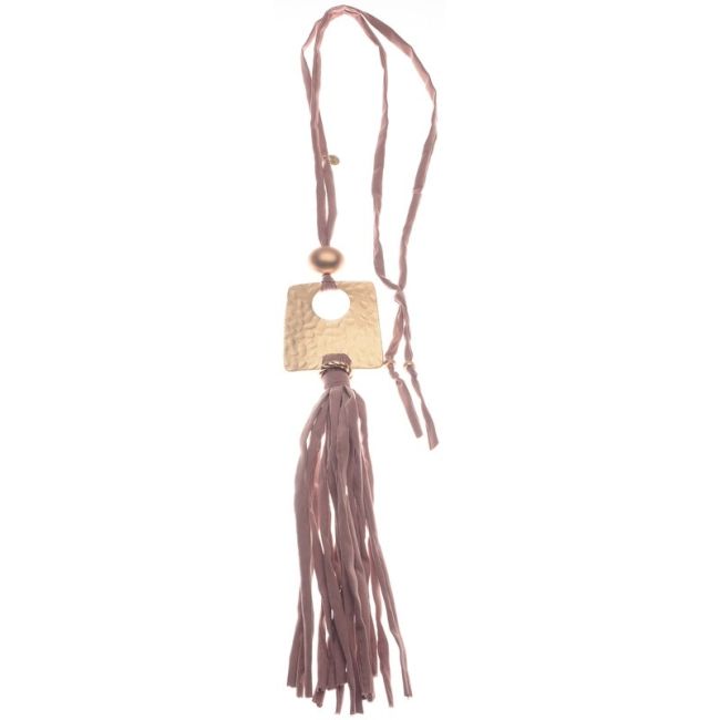 LONG TUBE NECKLACE PENDANT METAL FRINGE