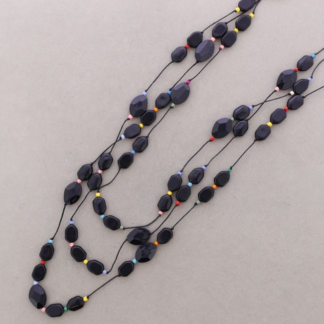 LONG TRIPLE RESIN BEAD NECKLACE