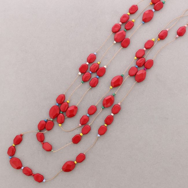 LONG TRIPLE RESIN BEAD NECKLACE