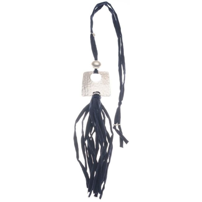 LONG TUBE NECKLACE PENDANT METAL FRINGE