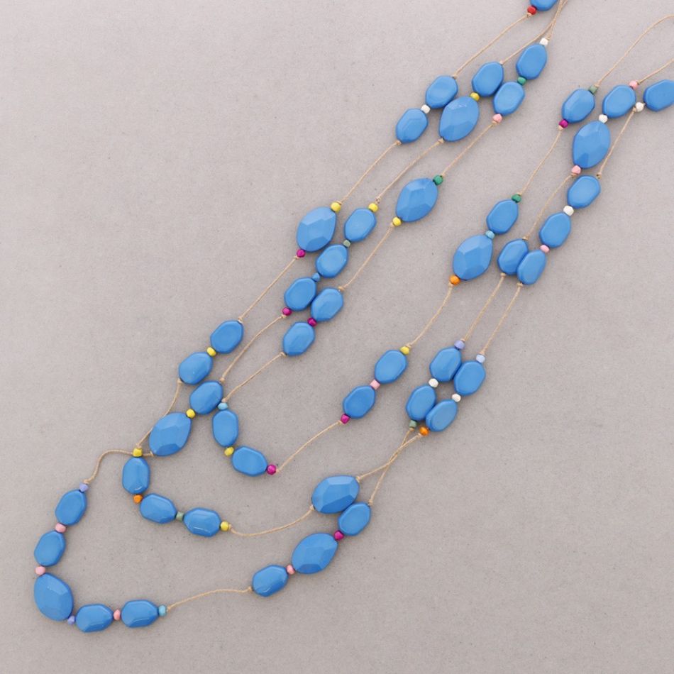LONG TRIPLE RESIN BEAD NECKLACE