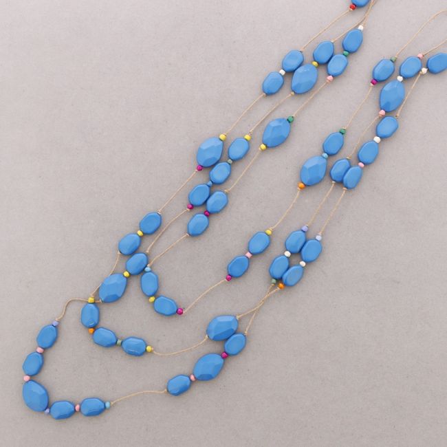 LONG TRIPLE RESIN BEAD NECKLACE