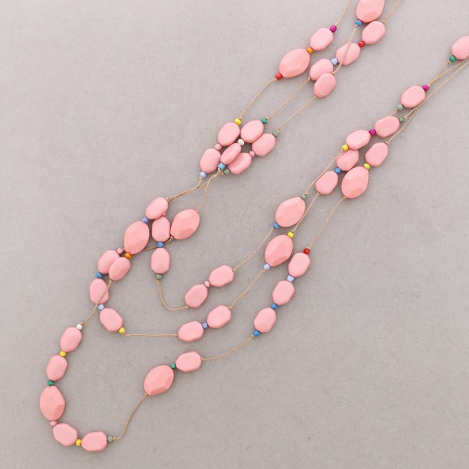 LONG TRIPLE RESIN BEAD NECKLACE