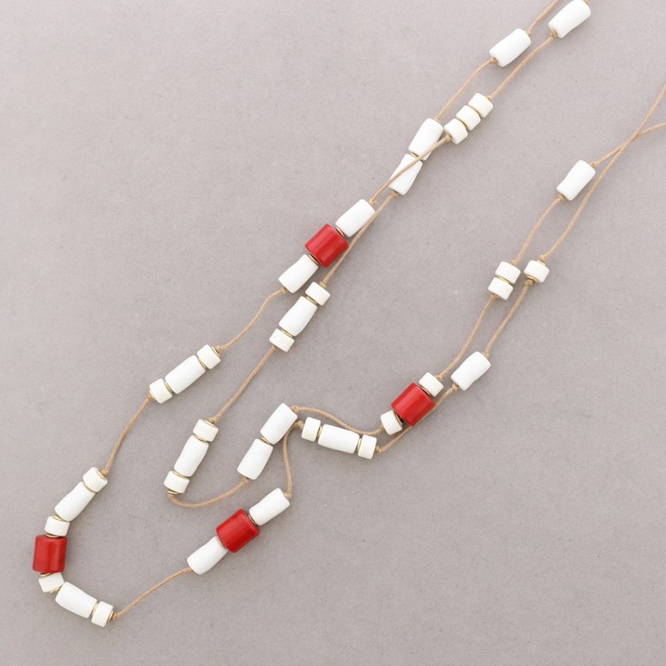 COLLAR LARGO DOBLE CUENTAS RESINA