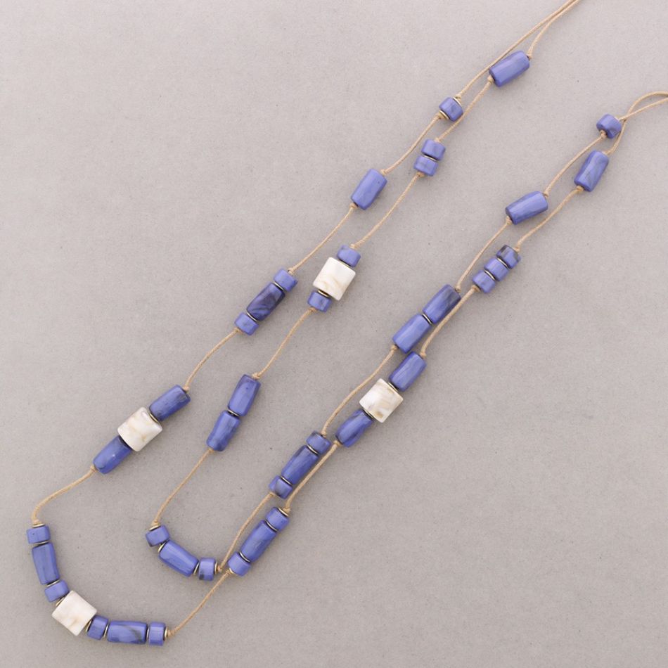 COLLAR LARGO DOBLE CUENTAS RESINA