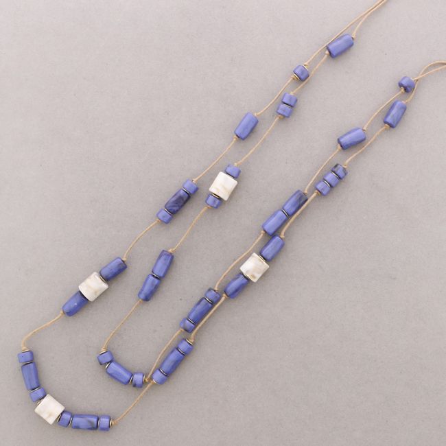 COLLAR LARGO DOBLE CUENTAS RESINA