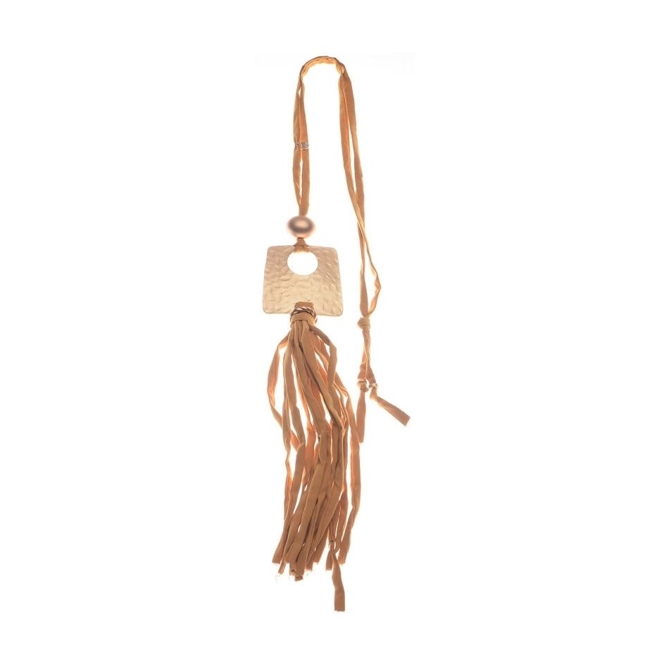 LONG TUBE NECKLACE PENDANT METAL FRINGE