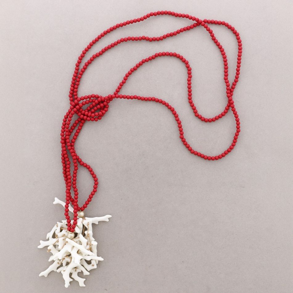 COLLAR ABIERTO CUENTAS COLGANTES CORALES RESINA