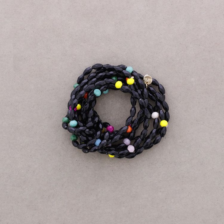 PULSERA ELÁSTICA MULTI CUENTAS RESINA
