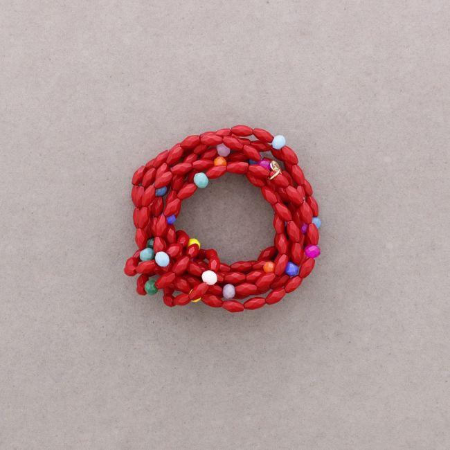 PULSERA ELÁSTICA MULTI CUENTAS RESINA