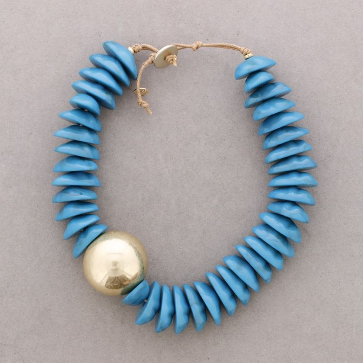 RESIN BEADS METAL BALL NECKLACE