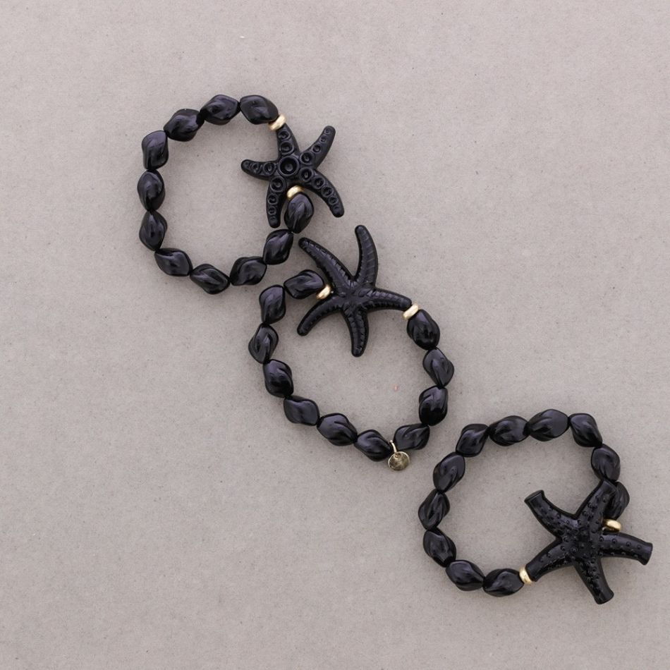 TRIPLE BEAD ELASTIC BRACELET WITH RESIN STARFISH