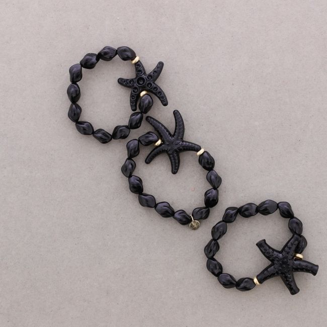 TRIPLE BEAD ELASTIC BRACELET WITH RESIN STARFISH
