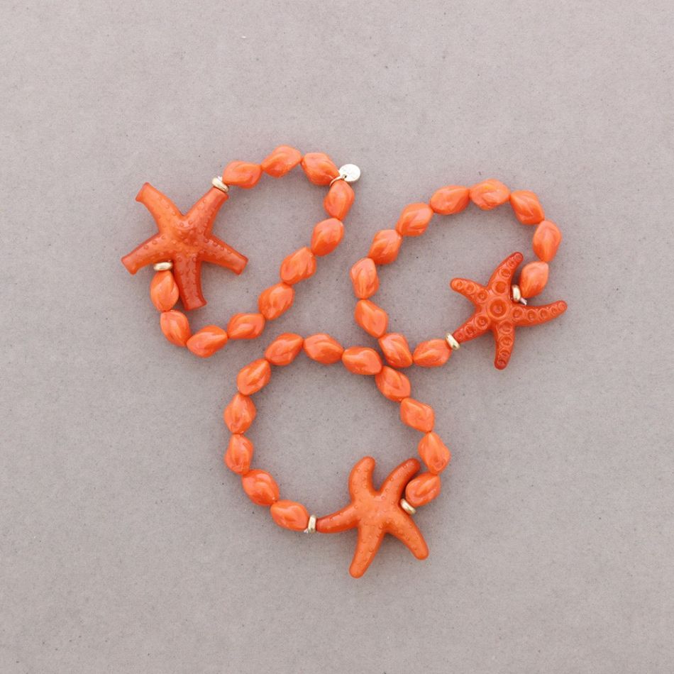 TRIPLE BEAD ELASTIC BRACELET WITH RESIN STARFISH